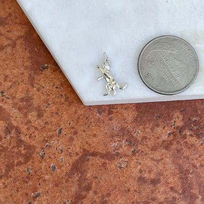 Sterling Silver Standing Cat Pendant Charm 3D