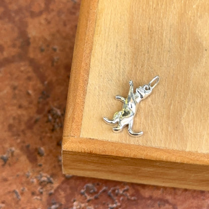 Sterling Silver Standing Cat Pendant Charm 3D