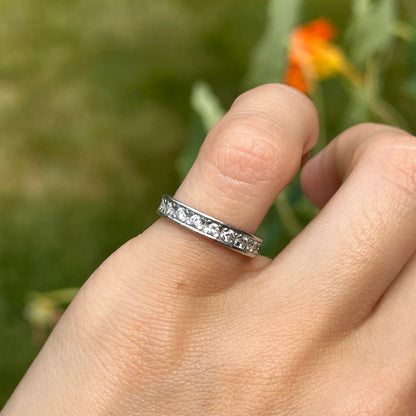 Estate 18KT White Gold Round Diamond .60 CT Eternity Band RIng