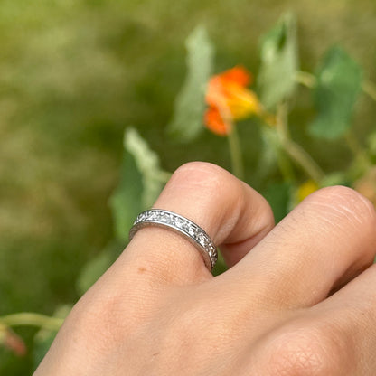 Estate 18KT White Gold Round Diamond .60 CT Eternity Band RIng