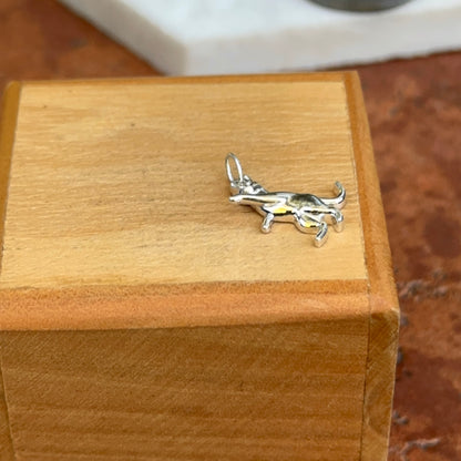 Sterling Silver Standing Cat Pendant Charm 3D