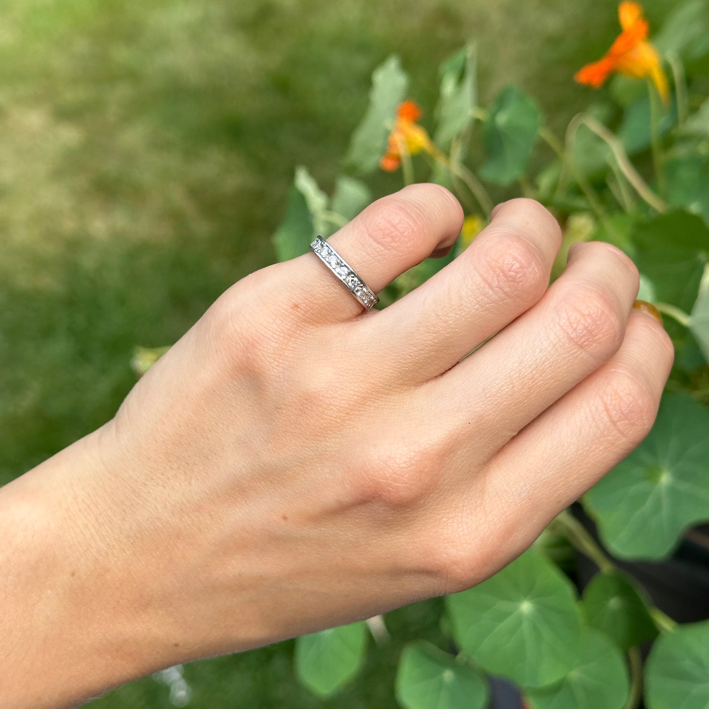 Estate 18KT White Gold Round Diamond .60 CT Eternity Band RIng