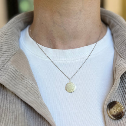 Sterling Silver Engravable Flat Basketball Pendant Charm