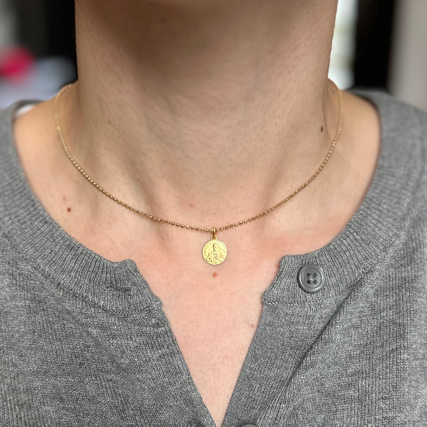 14KT Yellow Gold St. Leopold Matte Medal Pendant Charm 10mm