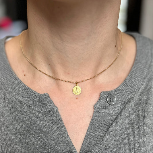 14KT Yellow Gold St. Leopold Matte Medal Pendant Charm 10mm