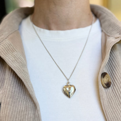 Sterling Silver Polished Puffed 3D Heart Pendant 31mm