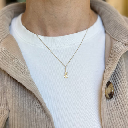 14KT Yellow Gold Mini Solid Detailed Violin Pendant Charm 20mm