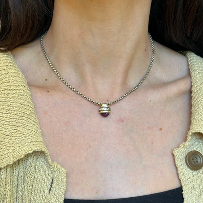 Estate David Yurman Sterling Silver 18KT Yellow Gold Amethyst Necklace
