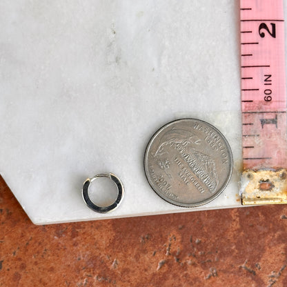 Sterling Silver High Polished Hinged Huggie Hoop Earrings 11.5mm