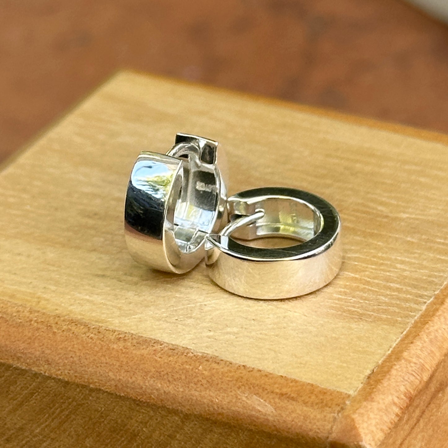 Sterling Silver High Polished Hinged Huggie Hoop Earrings 11.5mm