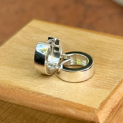 Sterling Silver High Polished Hinged Huggie Hoop Earrings 11.5mm
