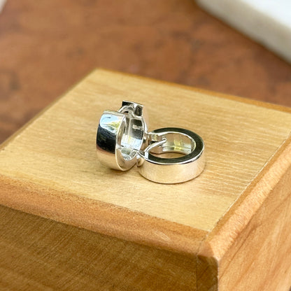 Sterling Silver High Polished Hinged Huggie Hoop Earrings 11.5mm