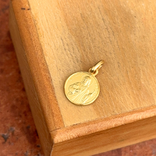 14KT Yellow Gold St Jude Thaddeus the Apostle Matte Medal Pendant Charm 10mm