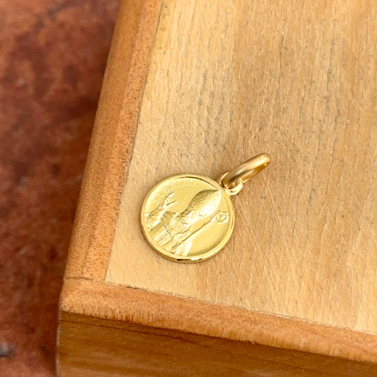 14KT Yellow Gold St. Ubaldo Matte Medal Pendant Charm 10mm