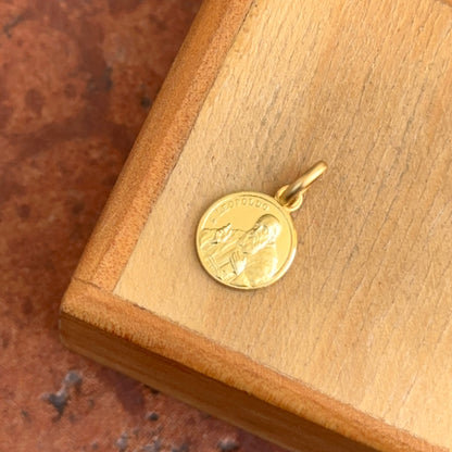14KT Yellow Gold St. Leopold Matte Medal Pendant Charm 10mm