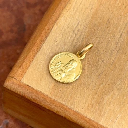 14KT Yellow Gold St. Leopold Matte Medal Pendant Charm 10mm