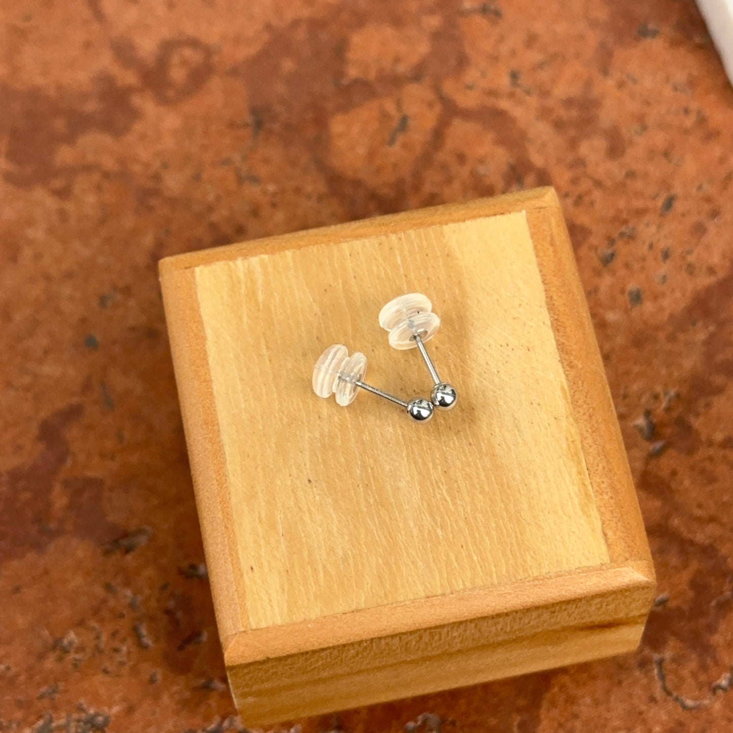 14KT White Gold 3mm Ball Stud Post Earrings