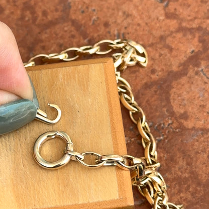 14KT Yellow Gold Oval Chain Swivel Hinged Clasp Charm Hanger Necklace 18"