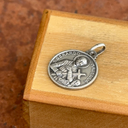 Sterling Silver Antiqued St Gerardo Maiella Round Medal Pendant 18mm