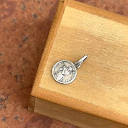 Sterling Silver St John the Baptist Antiqued Medal Pendant Charm 10mm