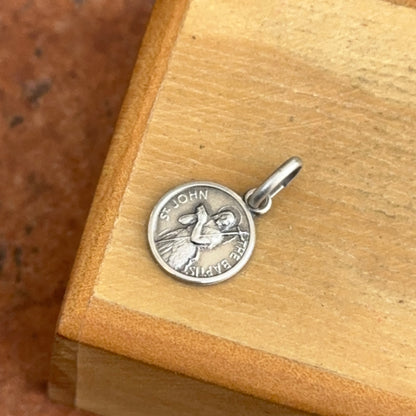 Sterling Silver St John the Baptist Antiqued Medal Pendant Charm 10mm