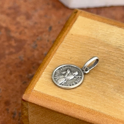 Sterling Silver St John the Baptist Antiqued Medal Pendant Charm 10mm
