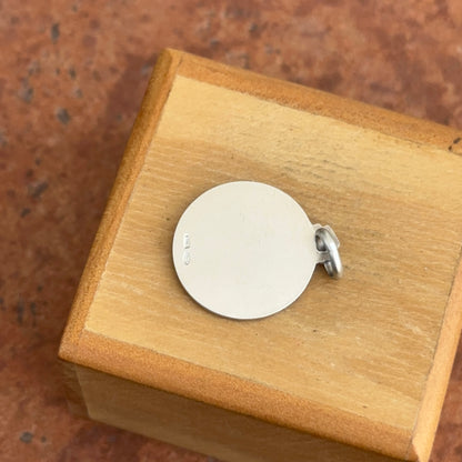 Sterling Silver Antiqued St Agnes of Rome Round Medal Pendant 18mm