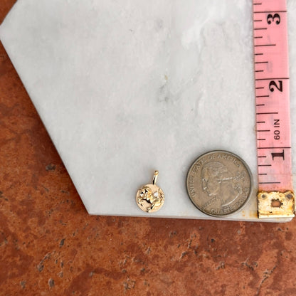 14KT Yellow Gold Diamond Chinese Zodiac Horse Disc Pendant Charm