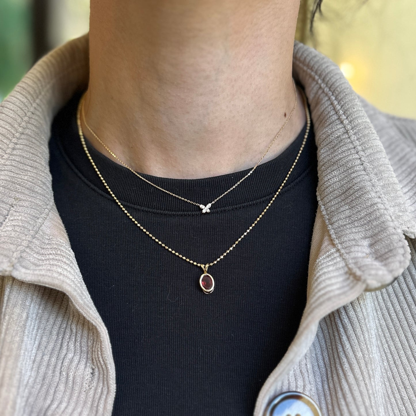 14KT Yellow Gold Pave Round Diamond Mini Butterfly Necklace