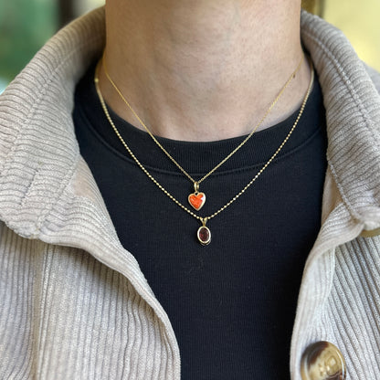 14KT Yellow Gold Kabana Carnelian Heart Textured Small Pendant