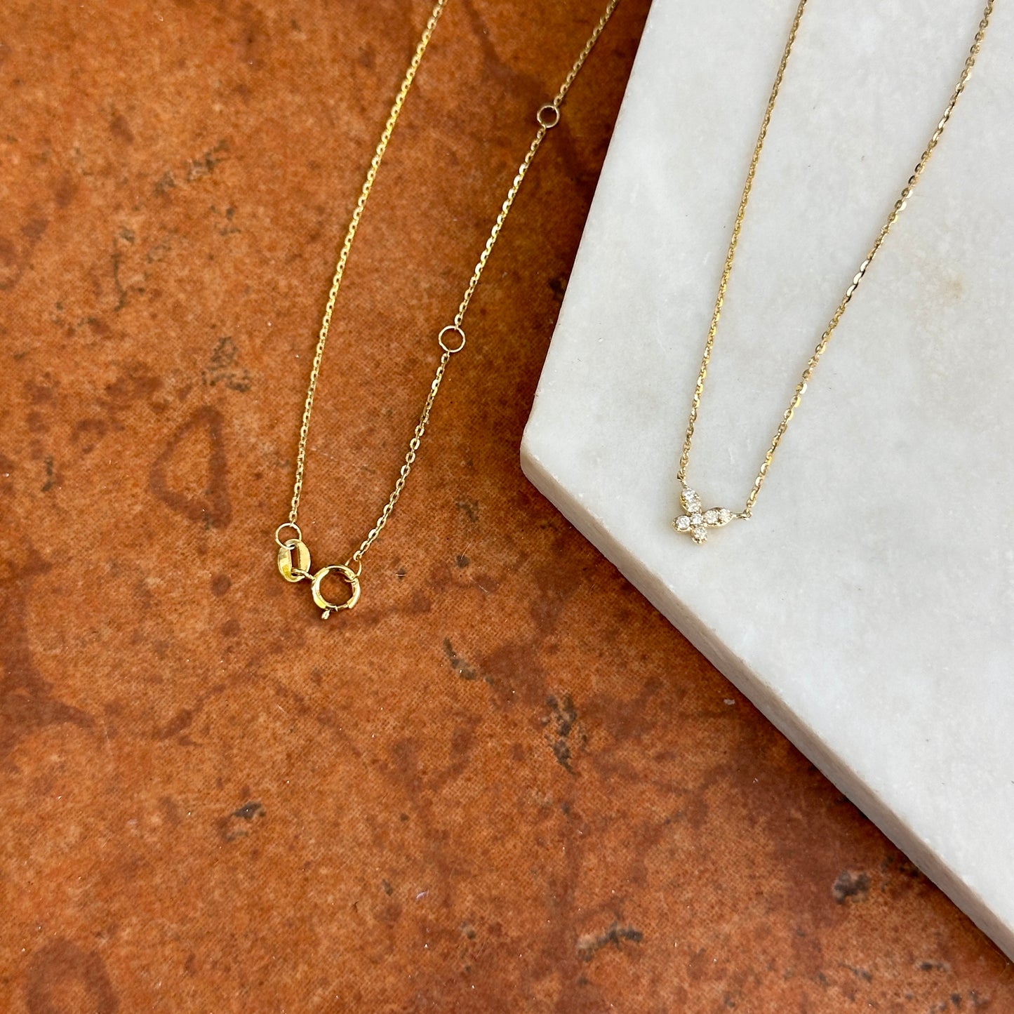 14KT Yellow Gold Pave Round Diamond Mini Butterfly Necklace