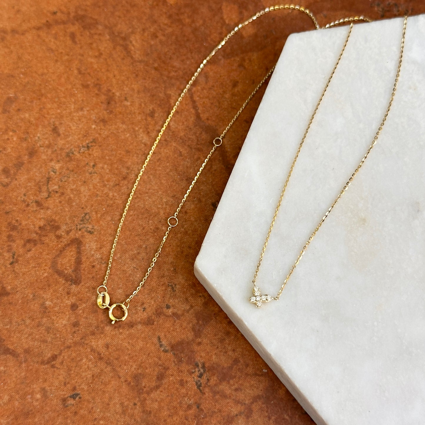 14KT Yellow Gold Pave Round Diamond Mini Butterfly Necklace