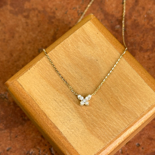 14KT Yellow Gold Pave Round Diamond Mini Butterfly Necklace