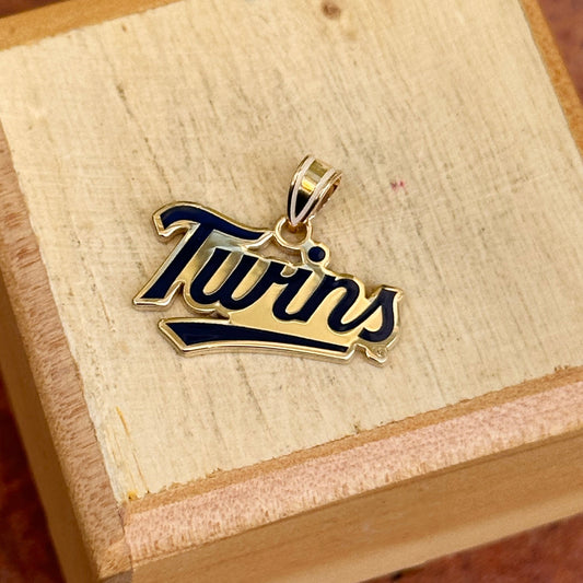 Yellow Gold-Plated Minnesota Twins Baseball Pendant Charm