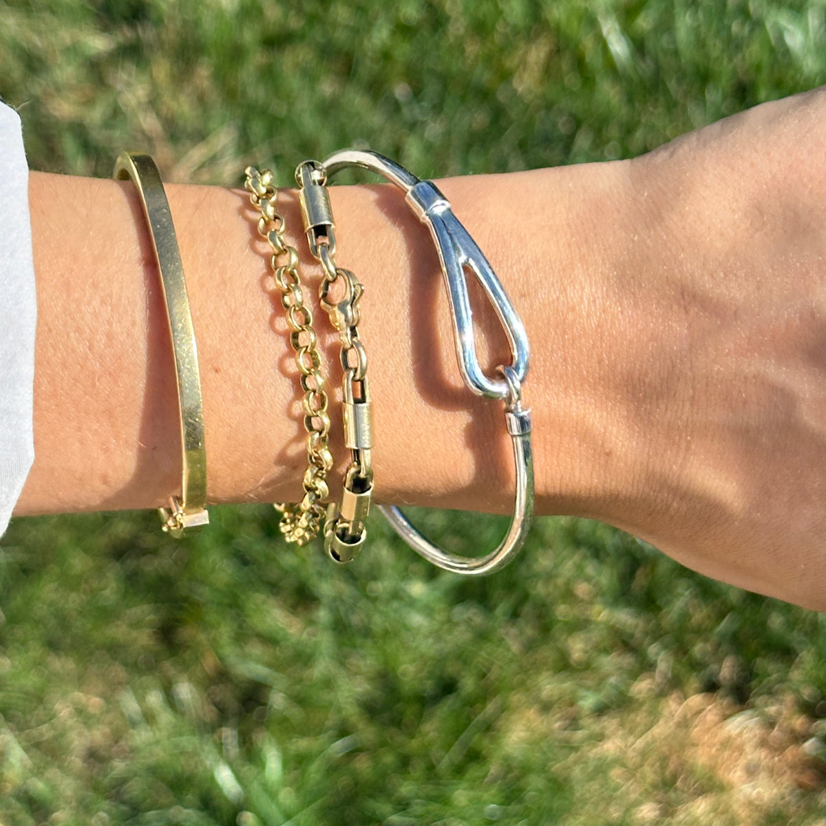 Estate Sterling Silver Hook Slip-On Bangle Bracelet