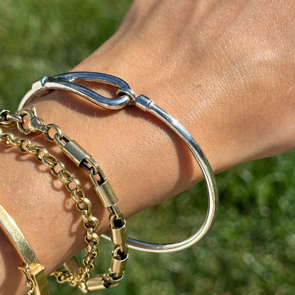 Estate Sterling Silver Hook Slip-On Bangle Bracelet