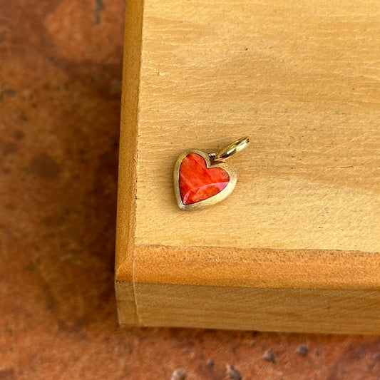 14KT Yellow Gold Kabana Carnelian Heart Textured Small Pendant