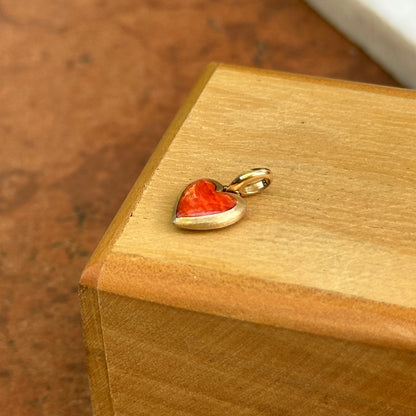 14KT Yellow Gold Kabana Carnelian Heart Textured Small Pendant