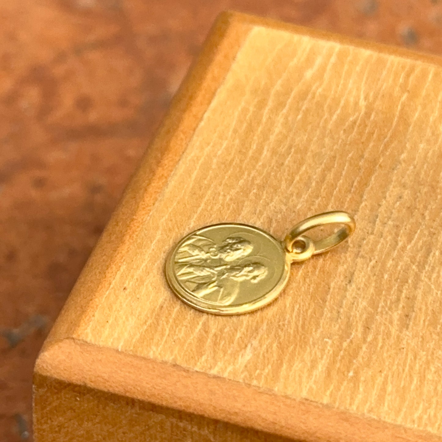 14KT Yellow Gold St. Peter and Paul Matte Medal Pendant Charm 10mm