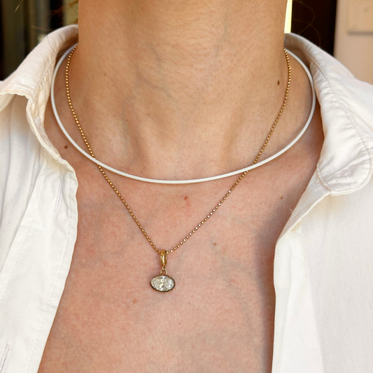 Stainless Steel White Rubber 1.4mm Cord Necklace