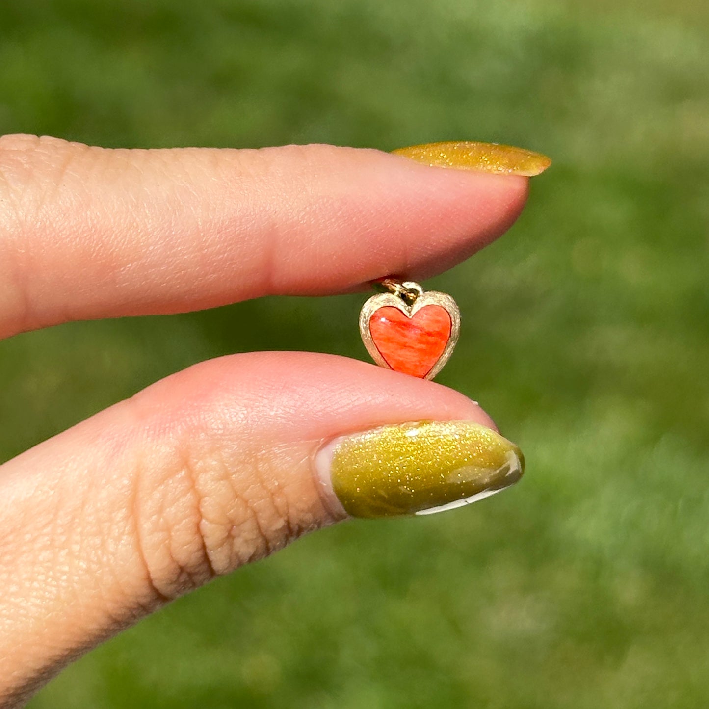 14KT Yellow Gold Kabana Carnelian Heart Textured Small Pendant