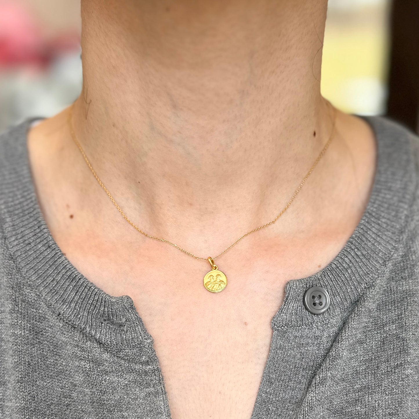 14KT Yellow Gold St. Peter and Paul Matte Medal Pendant Charm 10mm