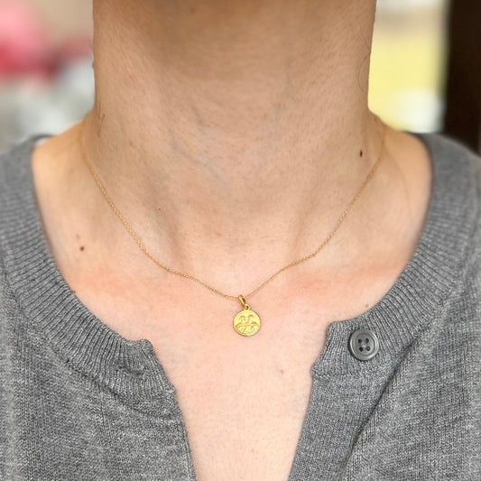 14KT Yellow Gold St. Peter and Paul Matte Medal Pendant Charm 10mm