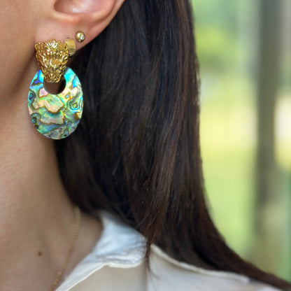 Estate Abalone Oval Door Knocker Earring Charms
