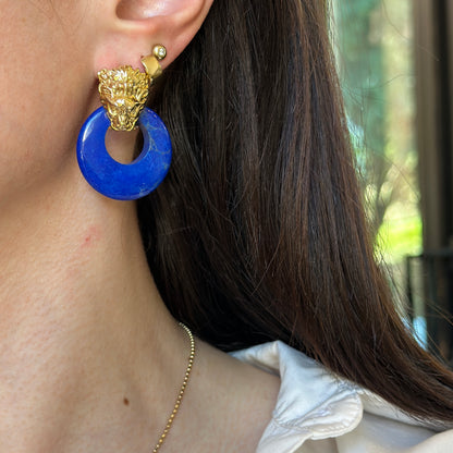 Estate Blue Howlite Round Door Knocker Earring Charms