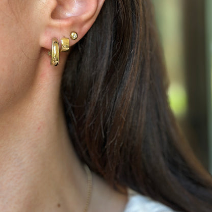 Estate Gold-Plated Hoop Omega Back Earrings