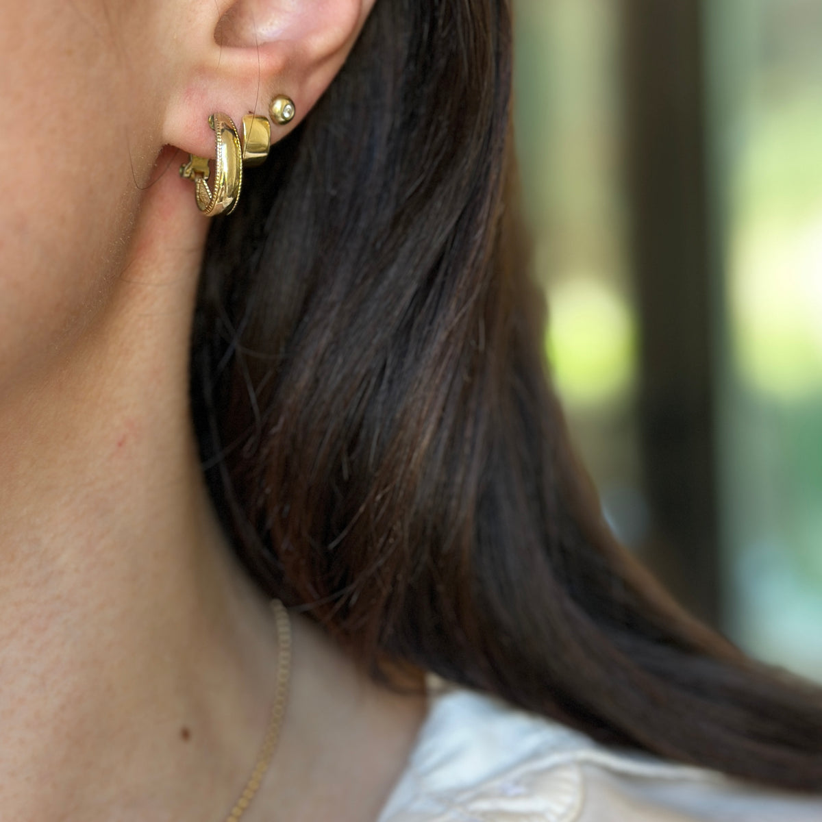 Estate Gold-Plated Hoop Omega Back Earrings