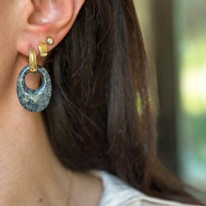 Estate Gold-Plated Hoop Omega Back Earrings