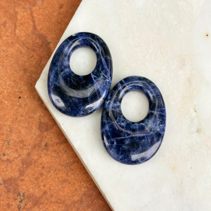 Estate Blue Sodalite Oval Door Knocker Earring Charms