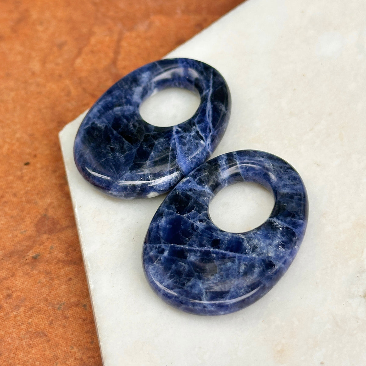 Estate Blue Sodalite Oval Door Knocker Earring Charms